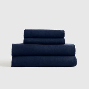 NWT QUINCE European Linen Sheet Set King Navy 6421